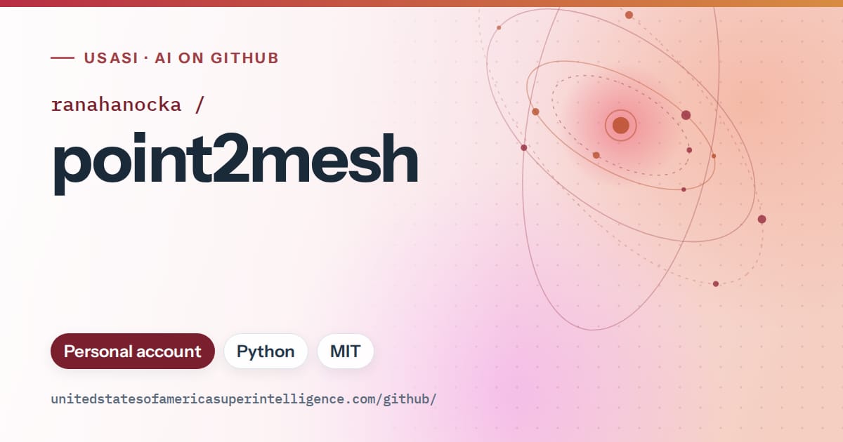 Generated red orbit artwork for ranahanocka/point2mesh, labeled USASI · AI on GitHub, with Personal account · Python · MIT.