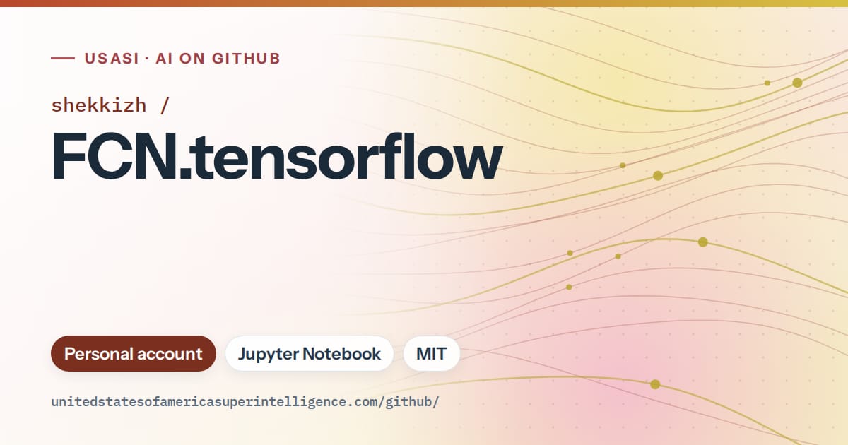 Generated red flowing-wave artwork for shekkizh/FCN.tensorflow, labeled USASI · AI on GitHub, with Personal account · Jupyter Notebook · MIT.