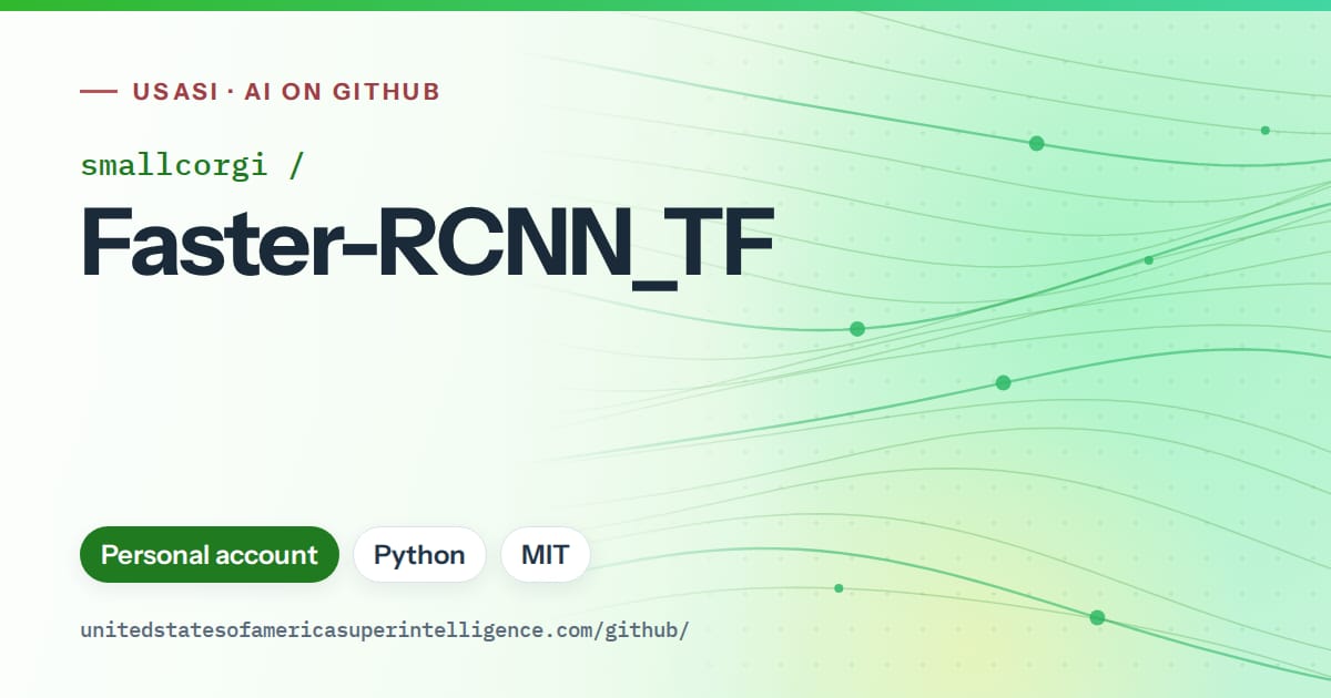 Generated green flowing-wave artwork for smallcorgi/Faster-RCNN_TF, labeled USASI · AI on GitHub, with Personal account · Python · MIT.
