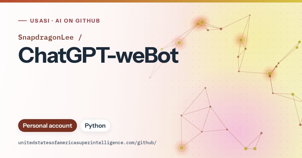 Generated red constellation network artwork for SnapdragonLee/ChatGPT-weBot, labeled USASI · AI on GitHub, with Personal account · Python.