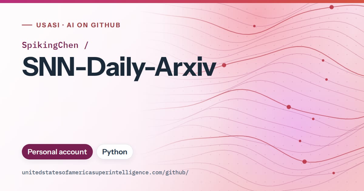 Generated pink flowing-wave artwork for SpikingChen/SNN-Daily-Arxiv, labeled USASI · AI on GitHub, with Personal account · Python.