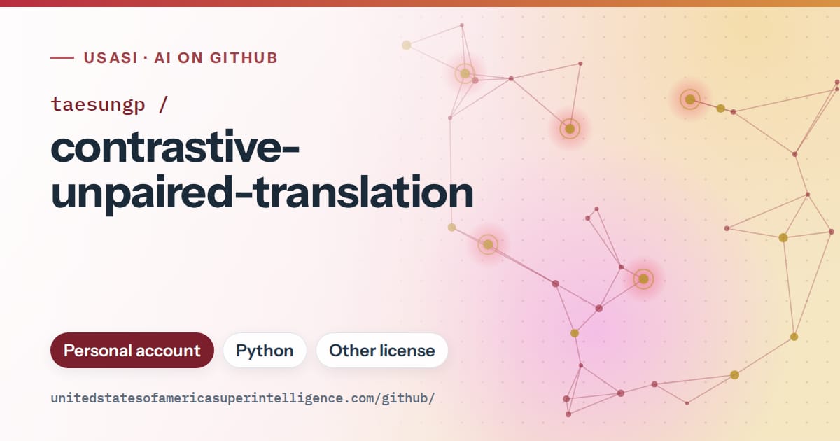 Generated red constellation network artwork for taesungp/contrastive-unpaired-translation, labeled USASI · AI on GitHub, with Personal account · Python · Other license.