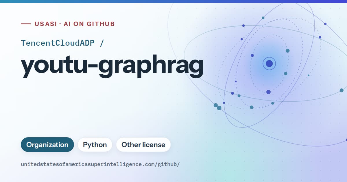 Generated sky blue orbit artwork for TencentCloudADP/youtu-graphrag, labeled USASI · AI on GitHub, with Organization · Python · Other license.