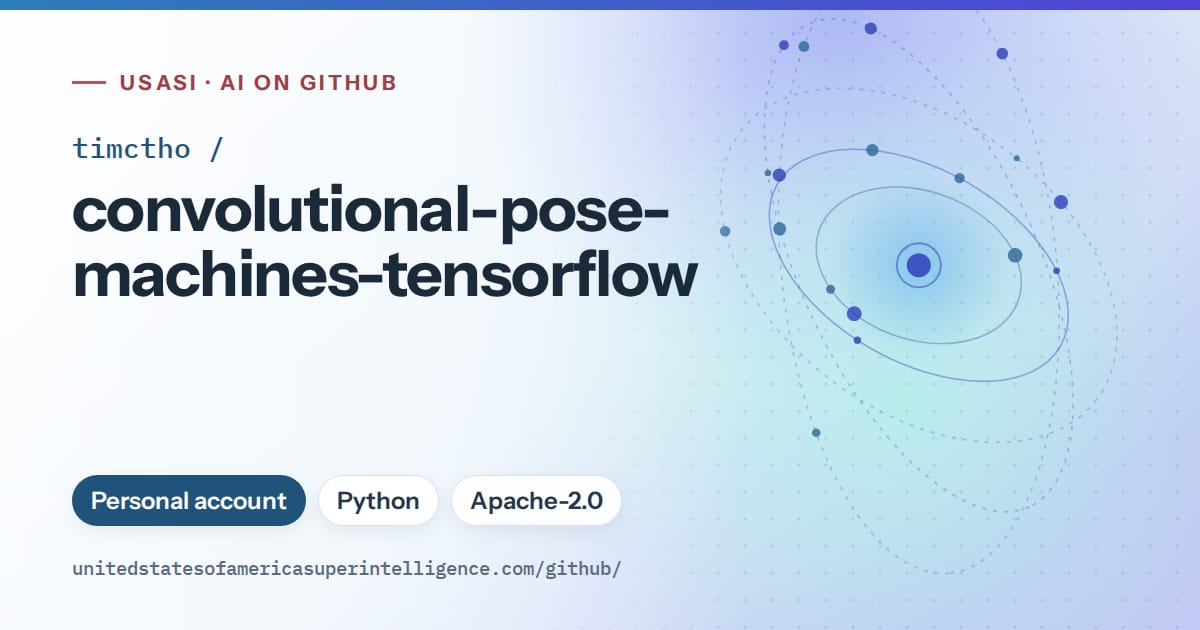 Generated sky blue orbit artwork for timctho/convolutional-pose-machines-tensorflow, labeled USASI · AI on GitHub, with Personal account · Python · Apache-2.0.