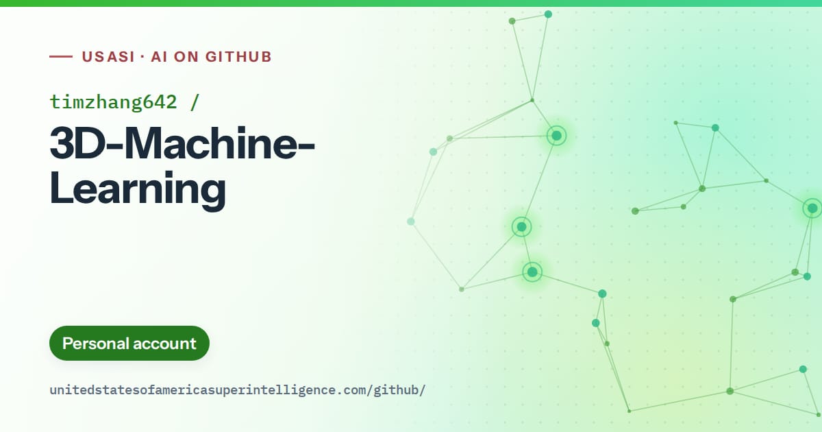 Generated green constellation network artwork for timzhang642/3D-Machine-Learning, labeled USASI · AI on GitHub, with Personal account.