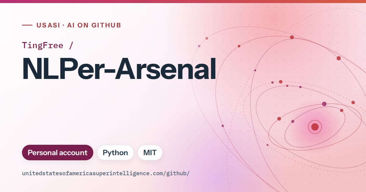 Generated pink orbit artwork for TingFree/NLPer-Arsenal, labeled USASI · AI on GitHub, with Personal account · Python · MIT.