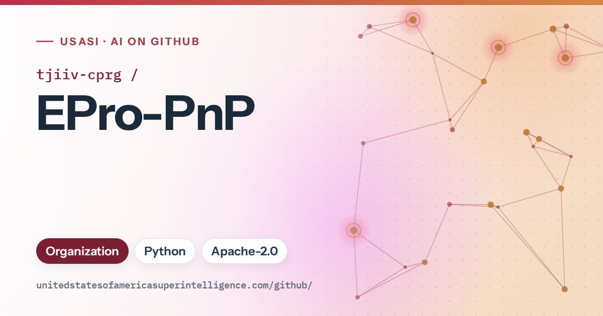 Generated red constellation network artwork for tjiiv-cprg/EPro-PnP, labeled USASI · AI on GitHub, with Organization · Python · Apache-2.0.
