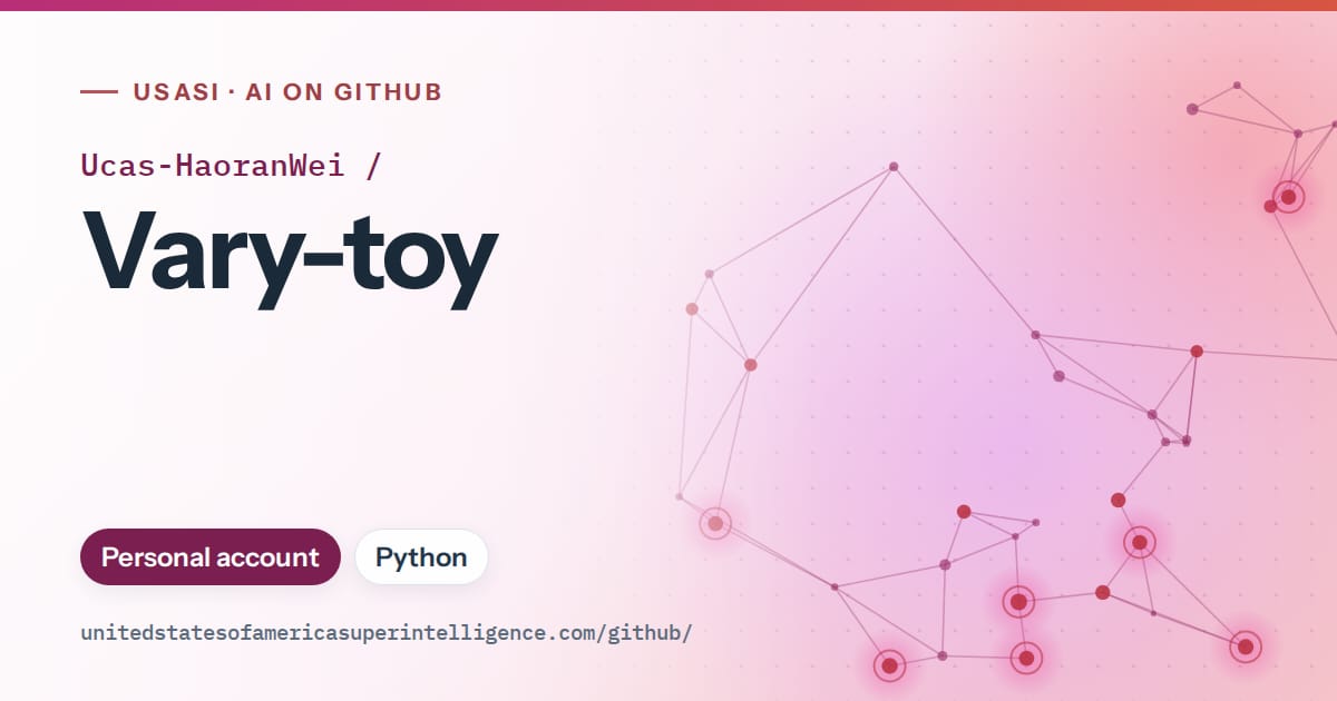 Generated pink constellation network artwork for Ucas-HaoranWei/Vary-toy, labeled USASI · AI on GitHub, with Personal account · Python.
