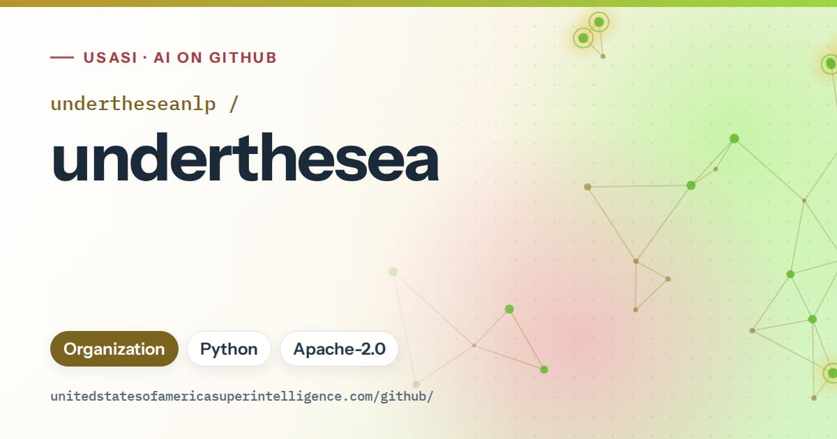 Generated orange constellation network artwork for undertheseanlp/underthesea, labeled USASI · AI on GitHub, with Organization · Python · Apache-2.0.