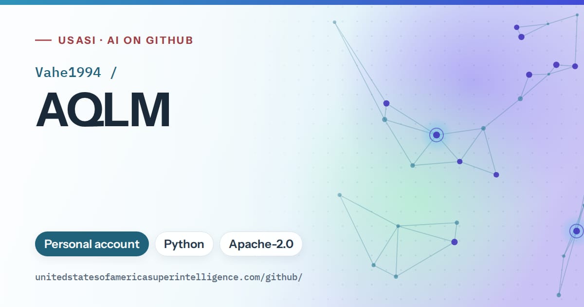 Generated sky blue constellation network artwork for Vahe1994/AQLM, labeled USASI · AI on GitHub, with Personal account · Python · Apache-2.0.