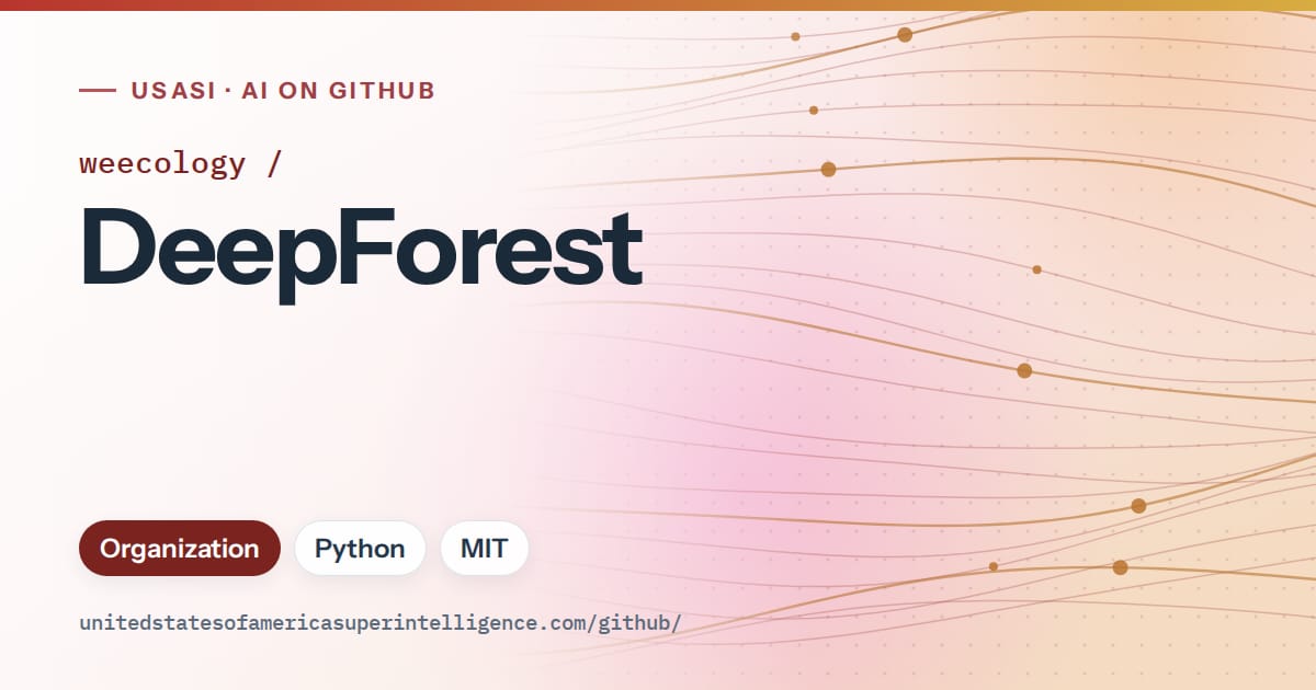 Generated red flowing-wave artwork for weecology/DeepForest, labeled USASI · AI on GitHub, with Organization · Python · MIT.