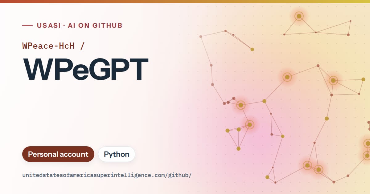 Generated red constellation network artwork for WPeace-HcH/WPeGPT, labeled USASI · AI on GitHub, with Personal account · Python.