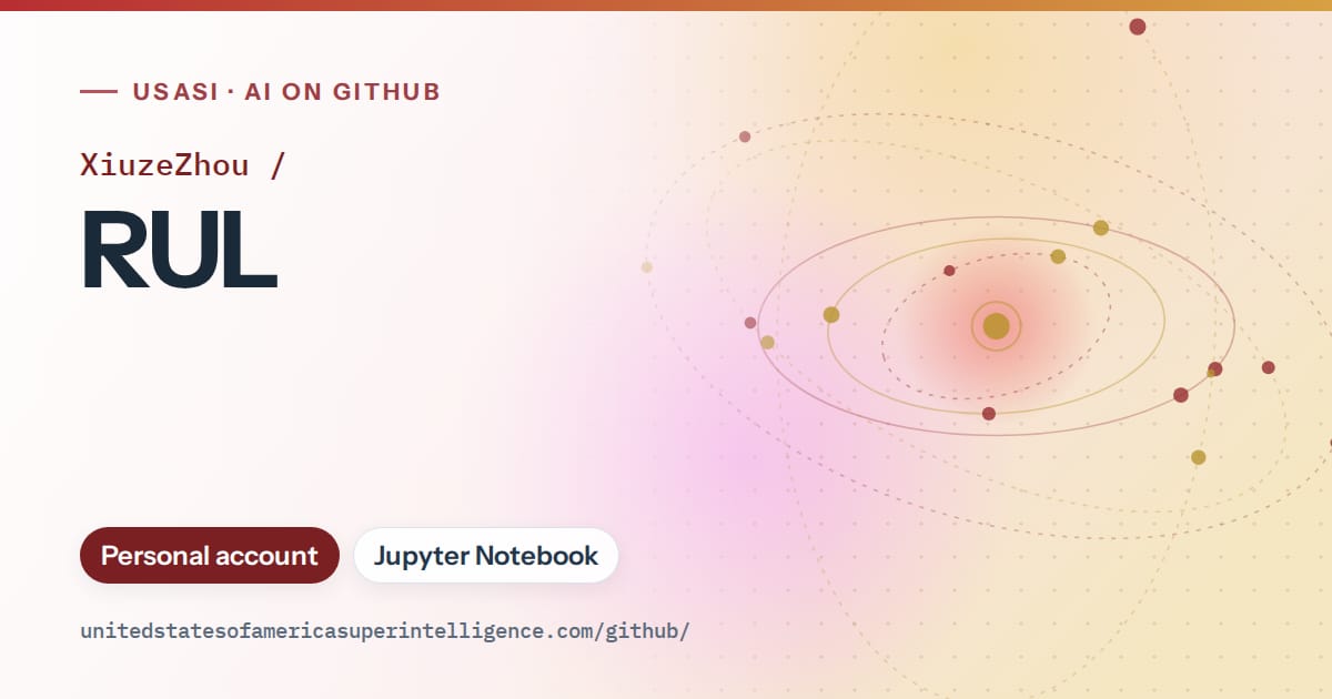 Generated red orbit artwork for XiuzeZhou/RUL, labeled USASI · AI on GitHub, with Personal account · Jupyter Notebook.