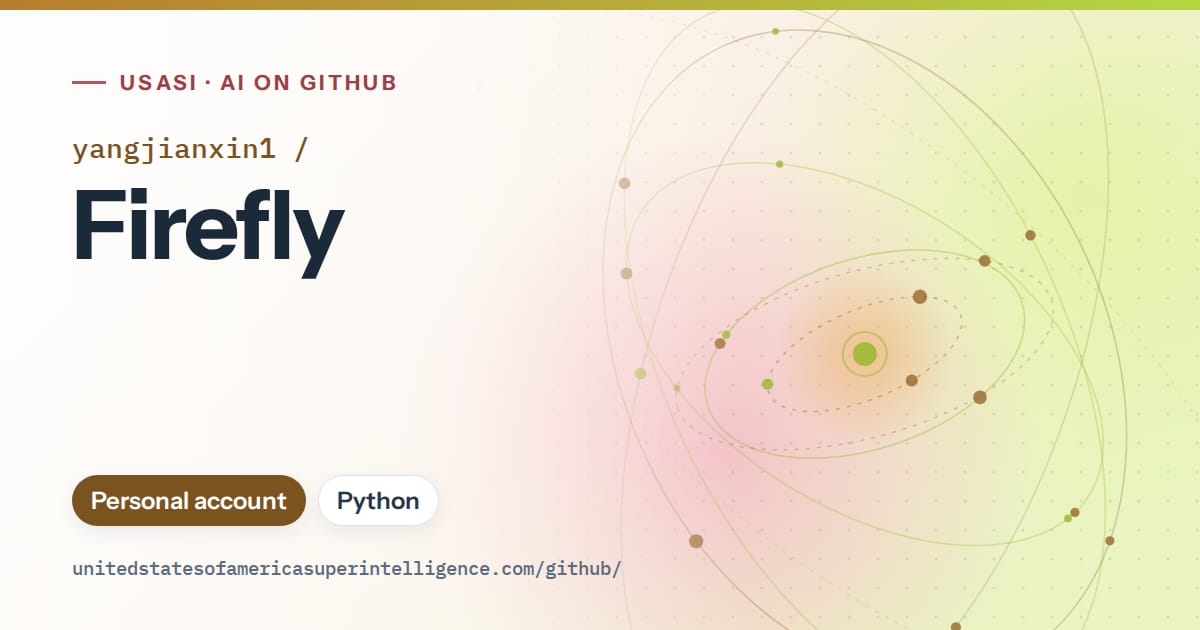 Generated orange orbit artwork for yangjianxin1/Firefly, labeled USASI · AI on GitHub, with Personal account · Python.