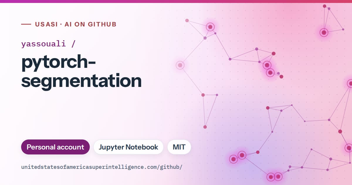 Generated purple constellation network artwork for yassouali/pytorch-segmentation, labeled USASI · AI on GitHub, with Personal account · Jupyter Notebook · MIT.
