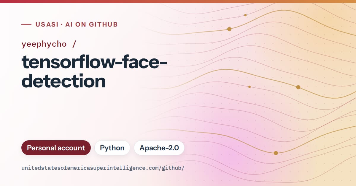 Generated red flowing-wave artwork for yeephycho/tensorflow-face-detection, labeled USASI · AI on GitHub, with Personal account · Python · Apache-2.0.
