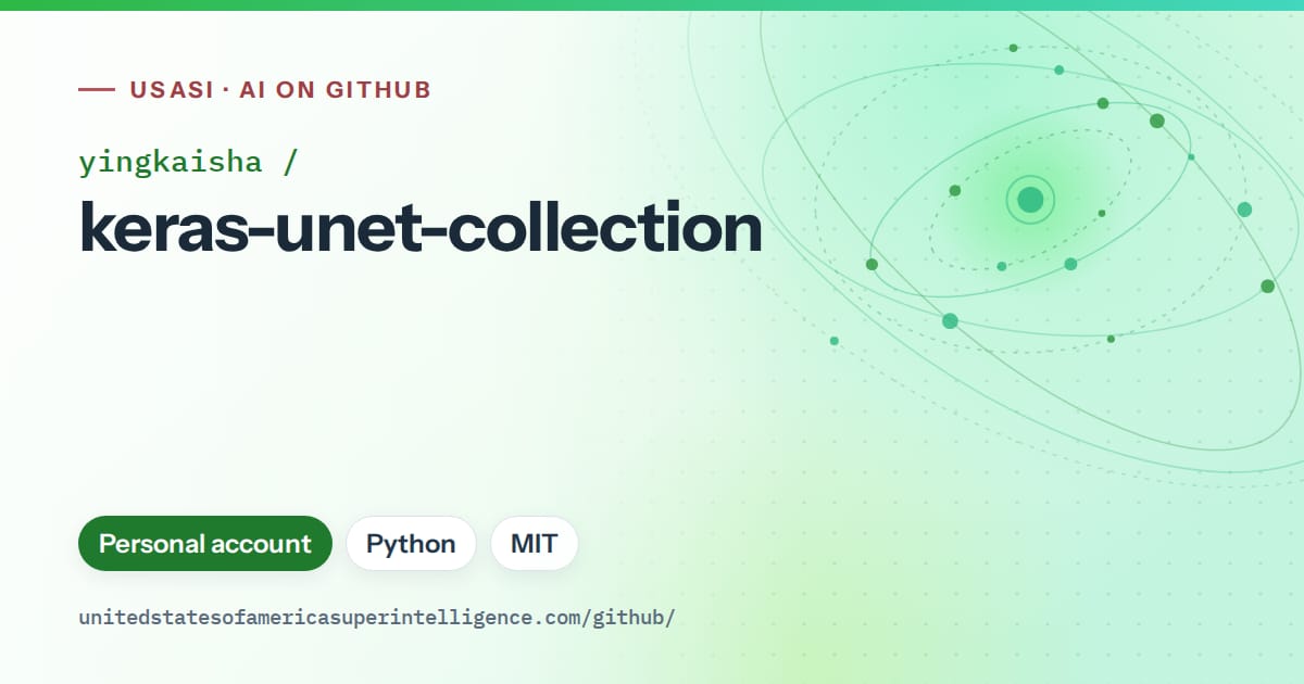 Generated green orbit artwork for yingkaisha/keras-unet-collection, labeled USASI · AI on GitHub, with Personal account · Python · MIT.