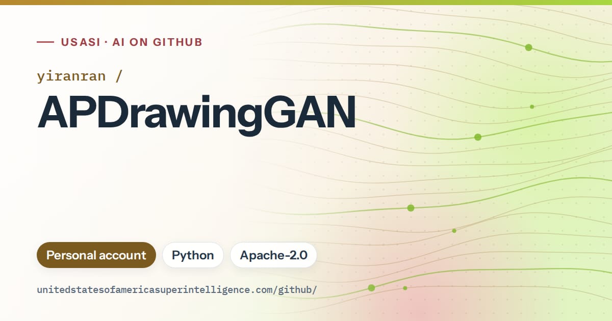 Generated orange flowing-wave artwork for yiranran/APDrawingGAN, labeled USASI · AI on GitHub, with Personal account · Python · Apache-2.0.
