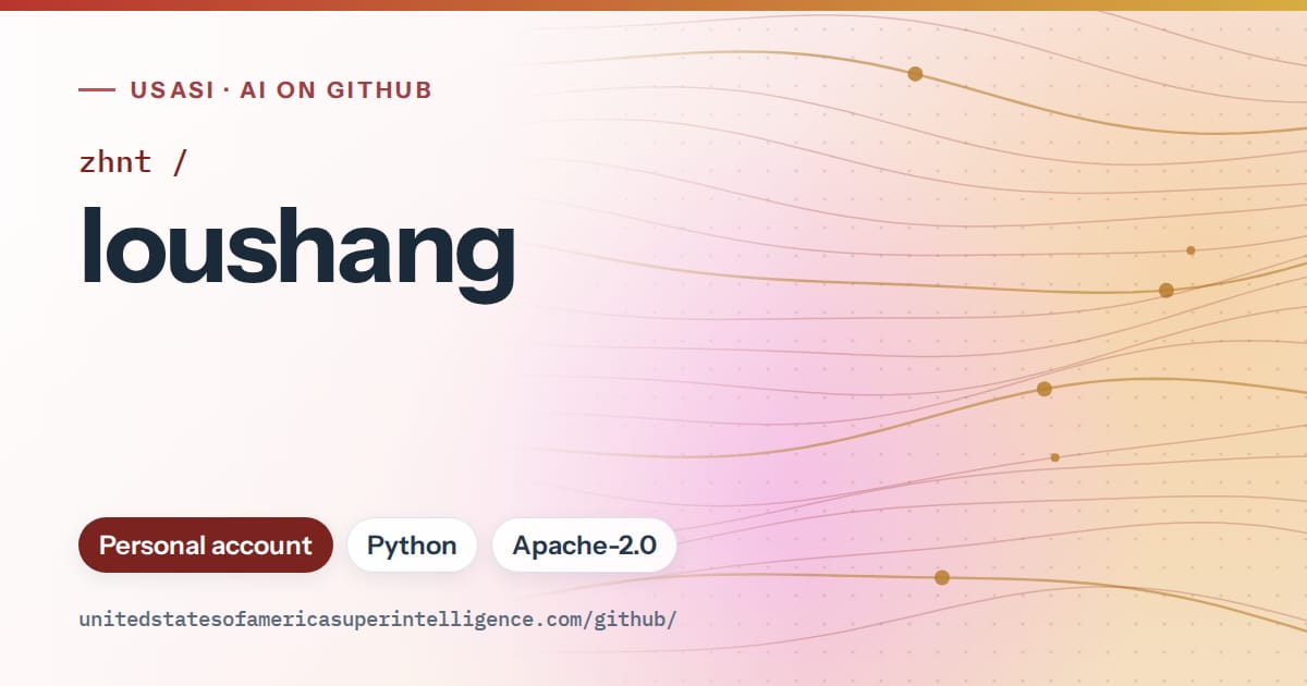 Generated red flowing-wave artwork for zhnt/loushang, labeled USASI · AI on GitHub, with Personal account · Python · Apache-2.0.