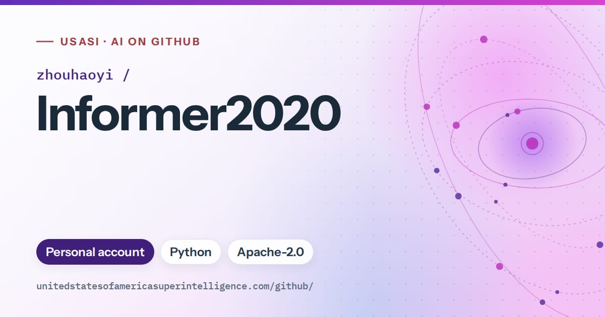 Generated violet orbit artwork for zhouhaoyi/Informer2020, labeled USASI · AI on GitHub, with Personal account · Python · Apache-2.0.