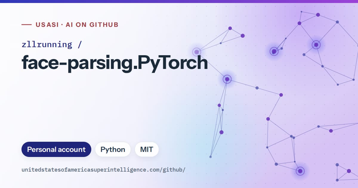 Generated blue constellation network artwork for zllrunning/face-parsing.PyTorch, labeled USASI · AI on GitHub, with Personal account · Python · MIT.