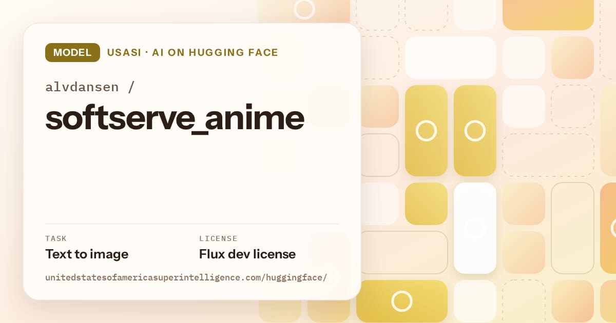 Generated gold tile-mosaic artwork for the model alvdansen/softserve_anime, labeled USASI · AI on Hugging Face, with Task: Text to image · License: Flux dev license.