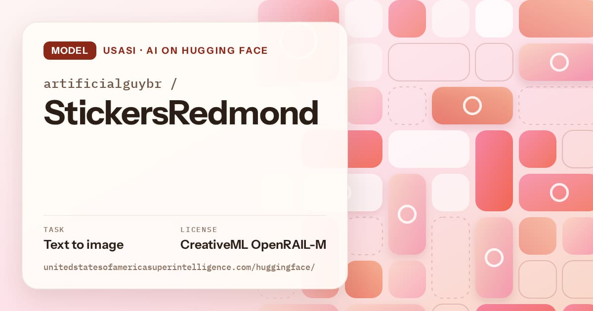 Generated coral tile-mosaic artwork for the model artificialguybr/StickersRedmond, labeled USASI · AI on Hugging Face, with Task: Text to image · License: CreativeML OpenRAIL-M.