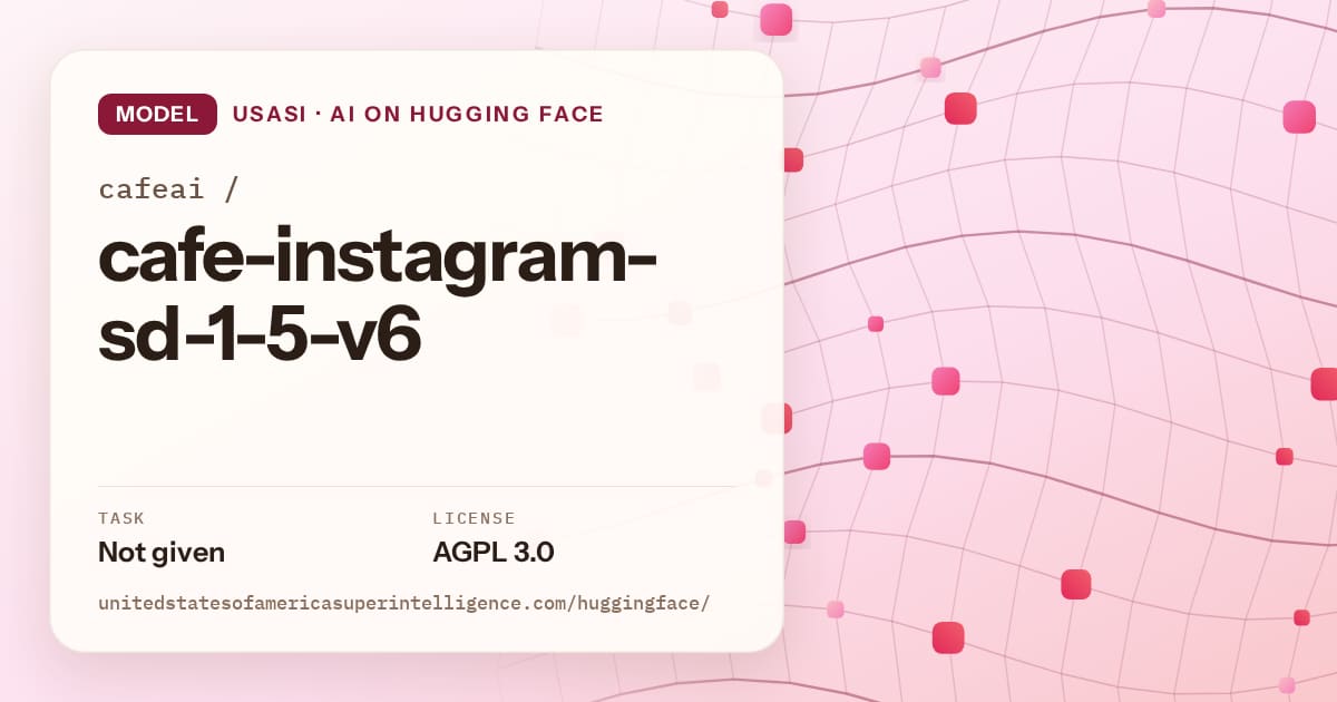 Generated rose wave-lattice artwork for the model cafeai/cafe-instagram-sd-1-5-v6, labeled USASI · AI on Hugging Face, with Task: Not given · License: AGPL 3.0.