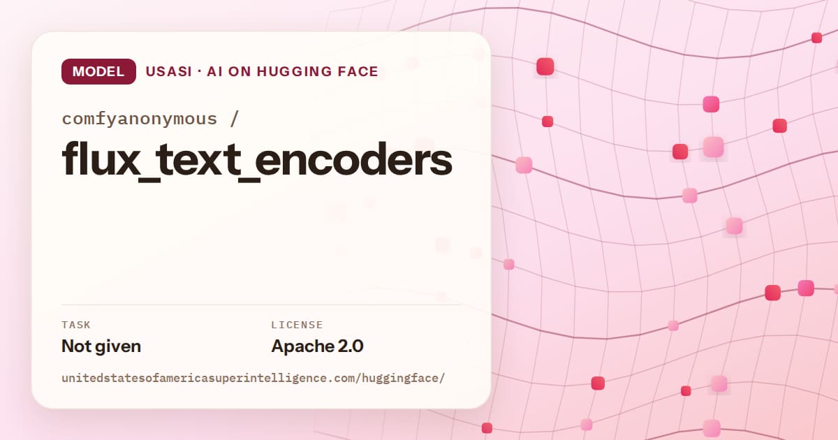 Generated rose wave-lattice artwork for the model comfyanonymous/flux_text_encoders, labeled USASI · AI on Hugging Face, with Task: Not given · License: Apache 2.0.