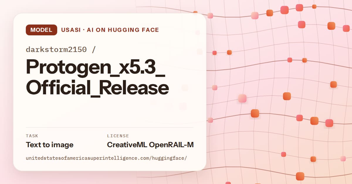 Generated tangerine wave-lattice artwork for the model darkstorm2150/Protogen_x5.3_Official_Release, labeled USASI · AI on Hugging Face, with Task: Text to image · License: CreativeML OpenRAIL-M.