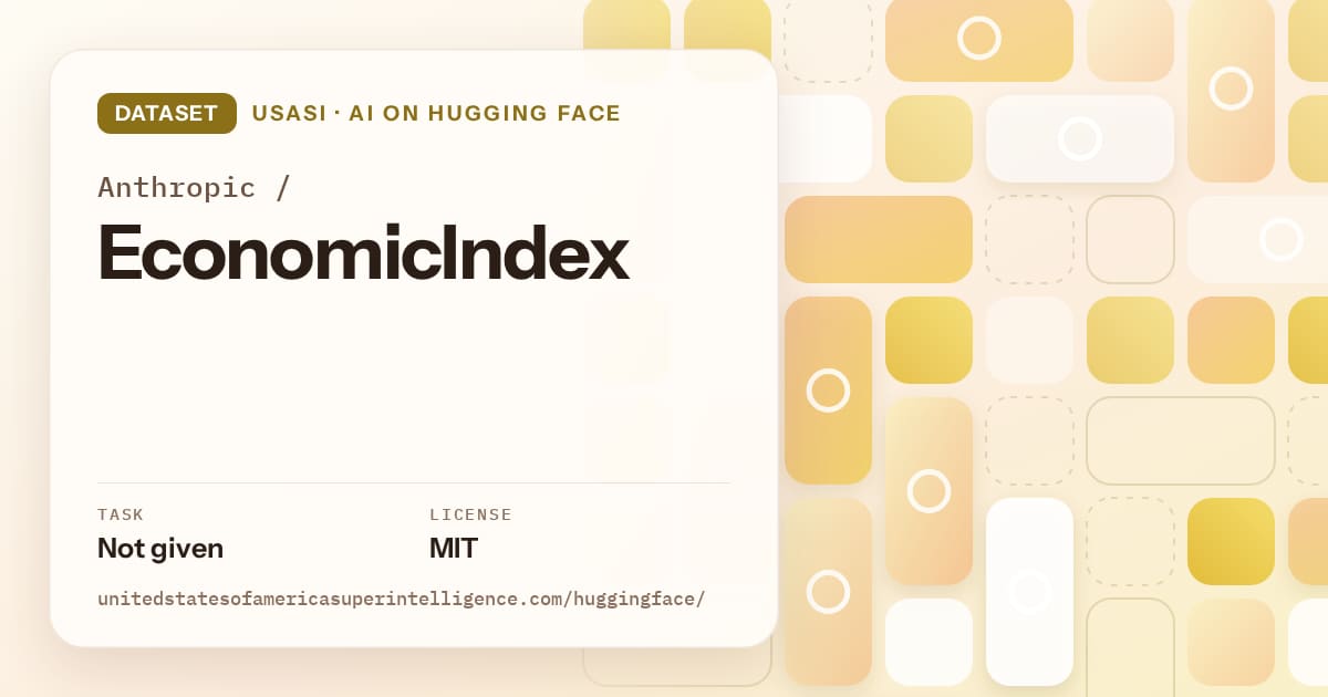 Generated gold tile-mosaic artwork for the dataset Anthropic/EconomicIndex, labeled USASI · AI on Hugging Face, with Task: Not given · License: MIT.