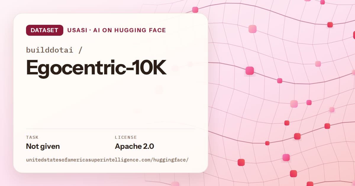 Generated rose wave-lattice artwork for the dataset builddotai/Egocentric-10K, labeled USASI · AI on Hugging Face, with Task: Not given · License: Apache 2.0.