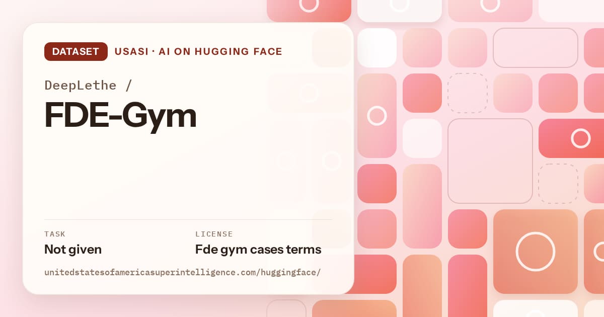 Generated coral tile-mosaic artwork for the dataset DeepLethe/FDE-Gym, labeled USASI · AI on Hugging Face, with Task: Not given · License: Fde gym cases terms.