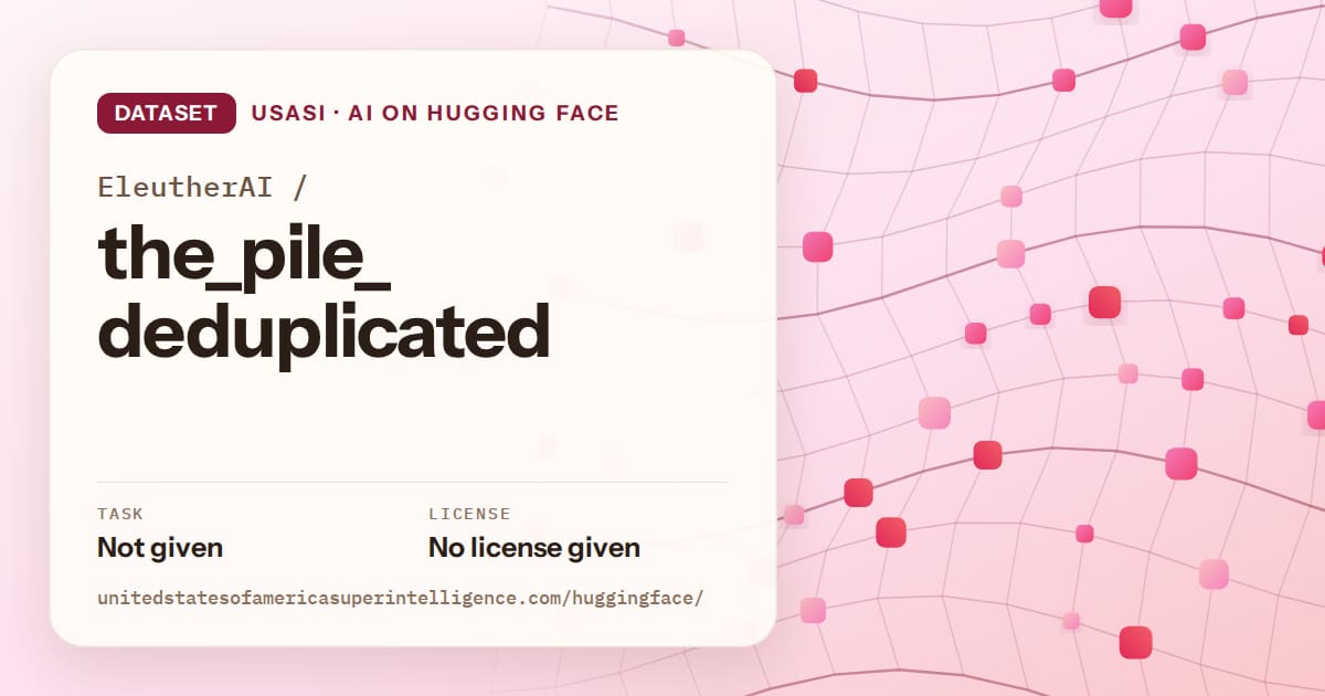 Generated rose wave-lattice artwork for the dataset EleutherAI/the_pile_deduplicated, labeled USASI · AI on Hugging Face, with Task: Not given · License: No license given.
