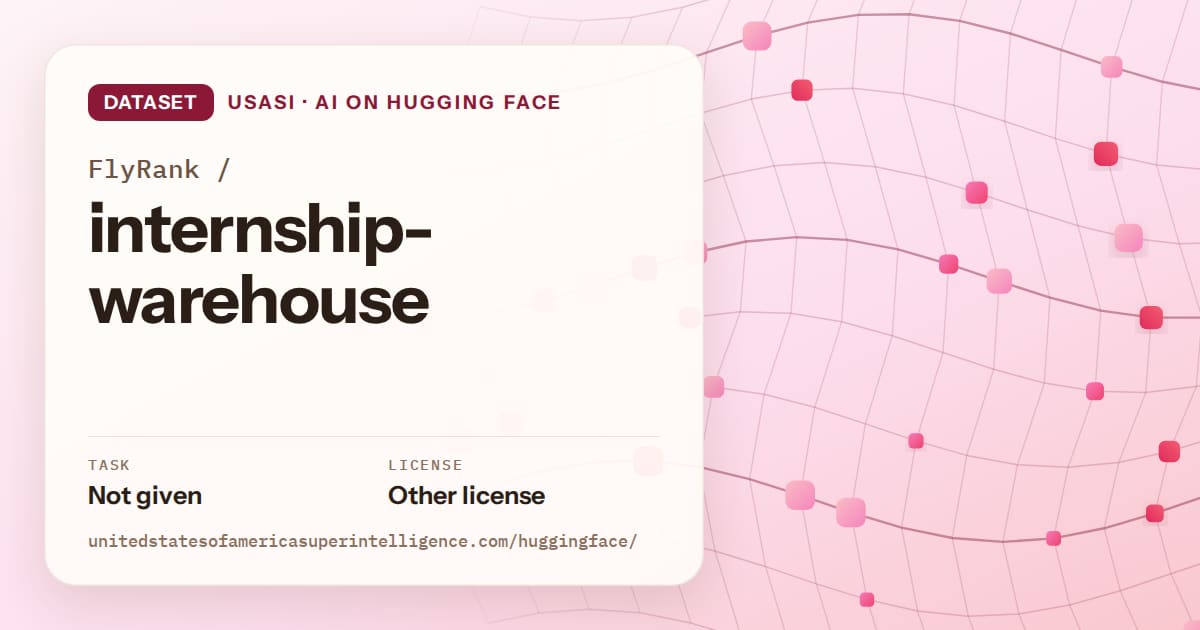 Generated rose wave-lattice artwork for the dataset FlyRank/internship-warehouse, labeled USASI · AI on Hugging Face, with Task: Not given · License: Other license.