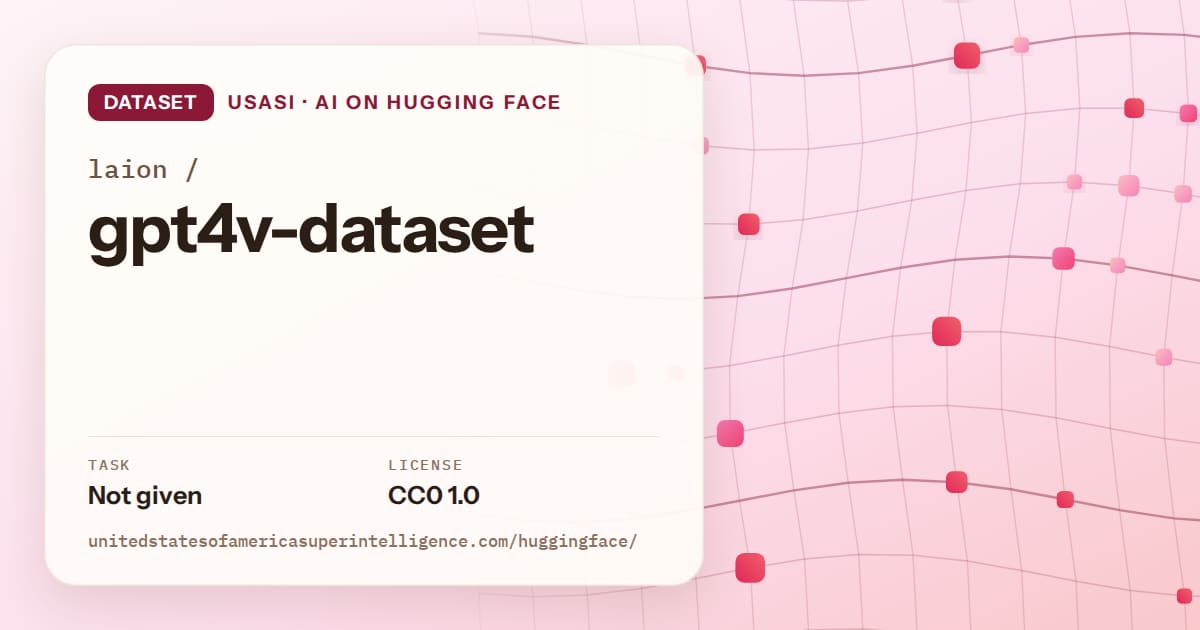 Generated rose wave-lattice artwork for the dataset laion/gpt4v-dataset, labeled USASI · AI on Hugging Face, with Task: Not given · License: CC0 1.0.
