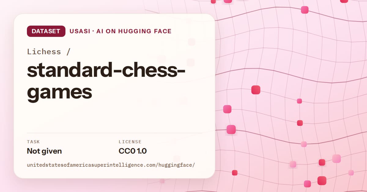 Generated rose wave-lattice artwork for the dataset Lichess/standard-chess-games, labeled USASI · AI on Hugging Face, with Task: Not given · License: CC0 1.0.