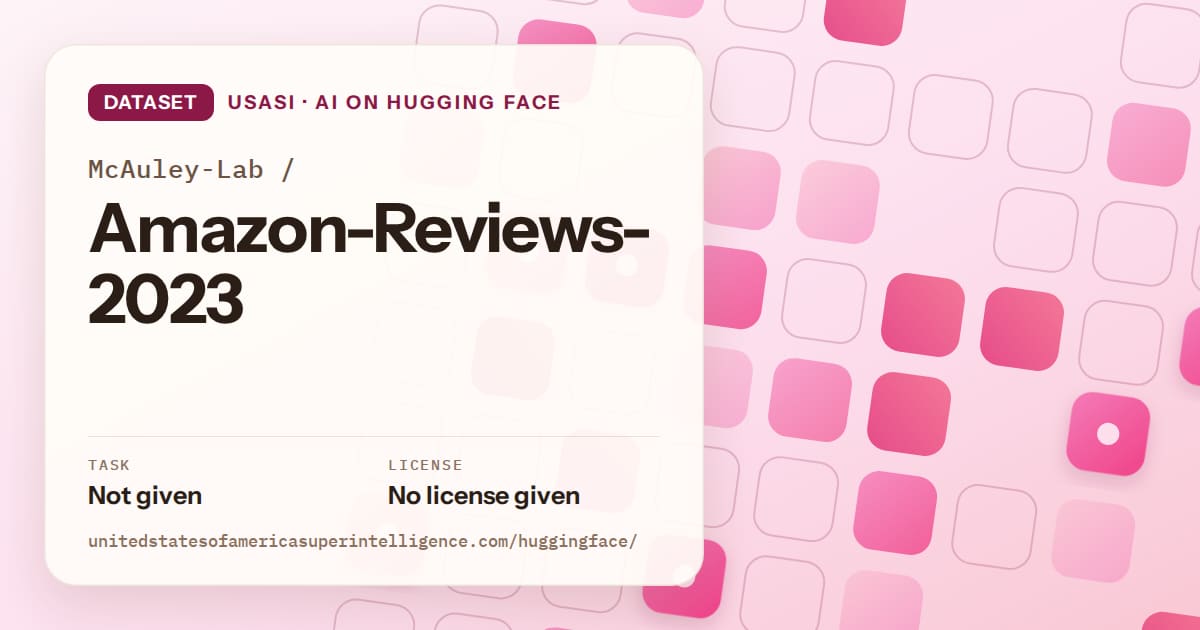 Generated rose rounded-tile grid artwork for the dataset McAuley-Lab/Amazon-Reviews-2023, labeled USASI · AI on Hugging Face, with Task: Not given · License: No license given.