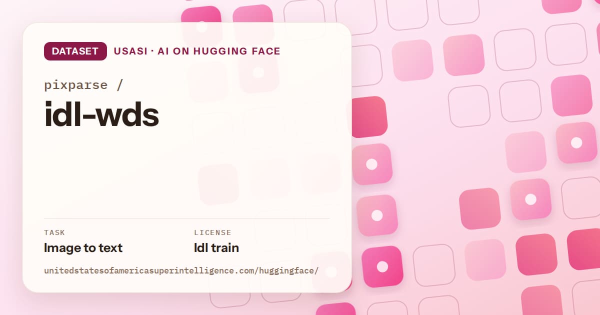 Generated rose rounded-tile grid artwork for the dataset pixparse/idl-wds, labeled USASI · AI on Hugging Face, with Task: Image to text · License: Idl train.