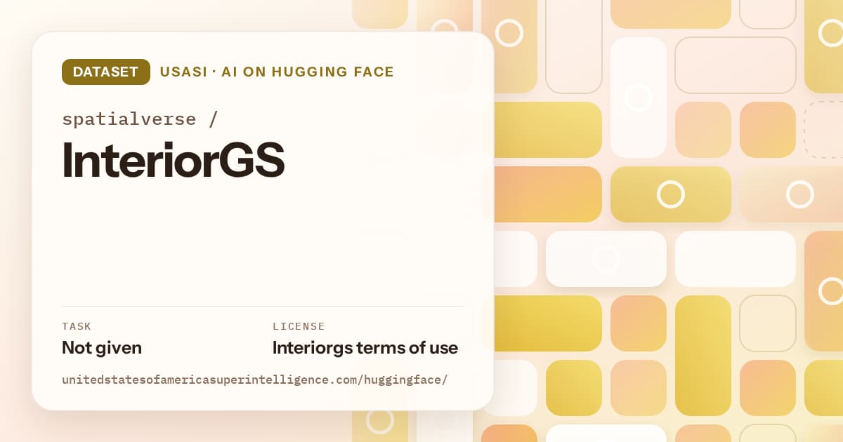 Generated gold tile-mosaic artwork for the dataset spatialverse/InteriorGS, labeled USASI · AI on Hugging Face, with Task: Not given · License: Interiorgs terms of use.
