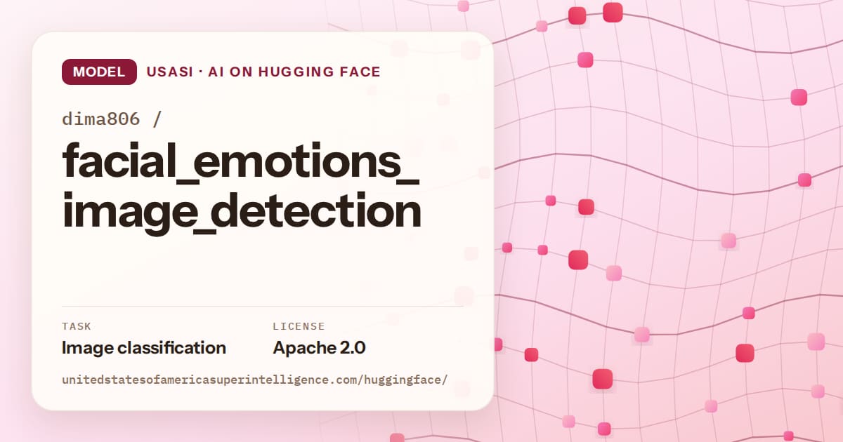 Generated rose wave-lattice artwork for the model dima806/facial_emotions_image_detection, labeled USASI · AI on Hugging Face, with Task: Image classification · License: Apache 2.0.