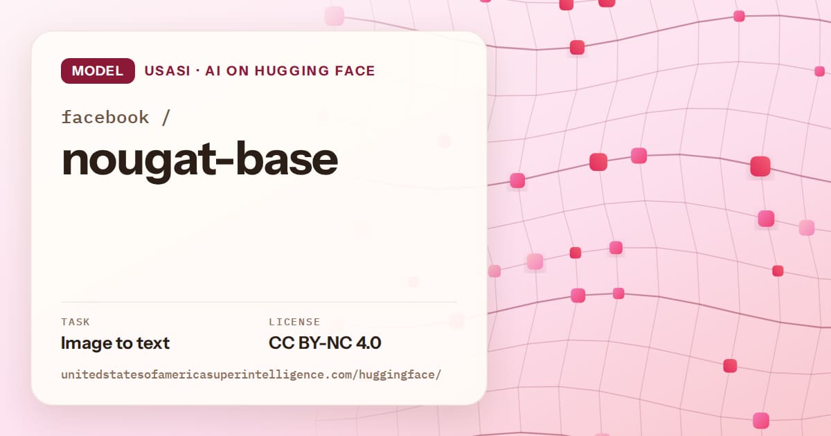 Generated rose wave-lattice artwork for the model facebook/nougat-base, labeled USASI · AI on Hugging Face, with Task: Image to text · License: CC BY-NC 4.0.