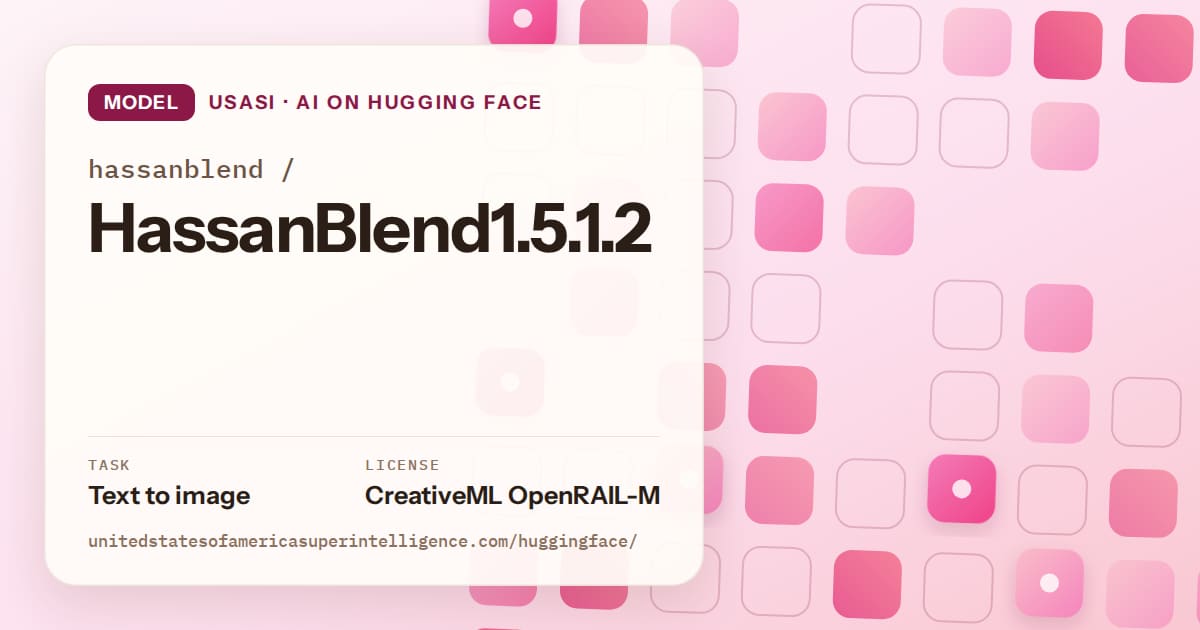 Generated rose rounded-tile grid artwork for the model hassanblend/HassanBlend1.5.1.2, labeled USASI · AI on Hugging Face, with Task: Text to image · License: CreativeML OpenRAIL-M.