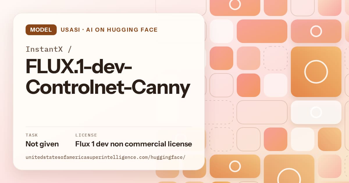 Generated orange tile-mosaic artwork for the model InstantX/FLUX.1-dev-Controlnet-Canny, labeled USASI · AI on Hugging Face, with Task: Not given · License: Flux 1 dev non commercial license.