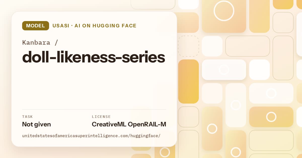 Generated gold tile-mosaic artwork for the model Kanbara/doll-likeness-series, labeled USASI · AI on Hugging Face, with Task: Not given · License: CreativeML OpenRAIL-M.