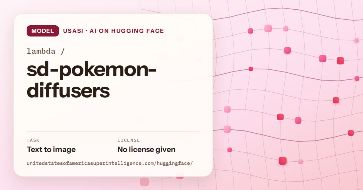 Generated rose wave-lattice artwork for the model lambda/sd-pokemon-diffusers, labeled USASI · AI on Hugging Face, with Task: Text to image · License: No license given.