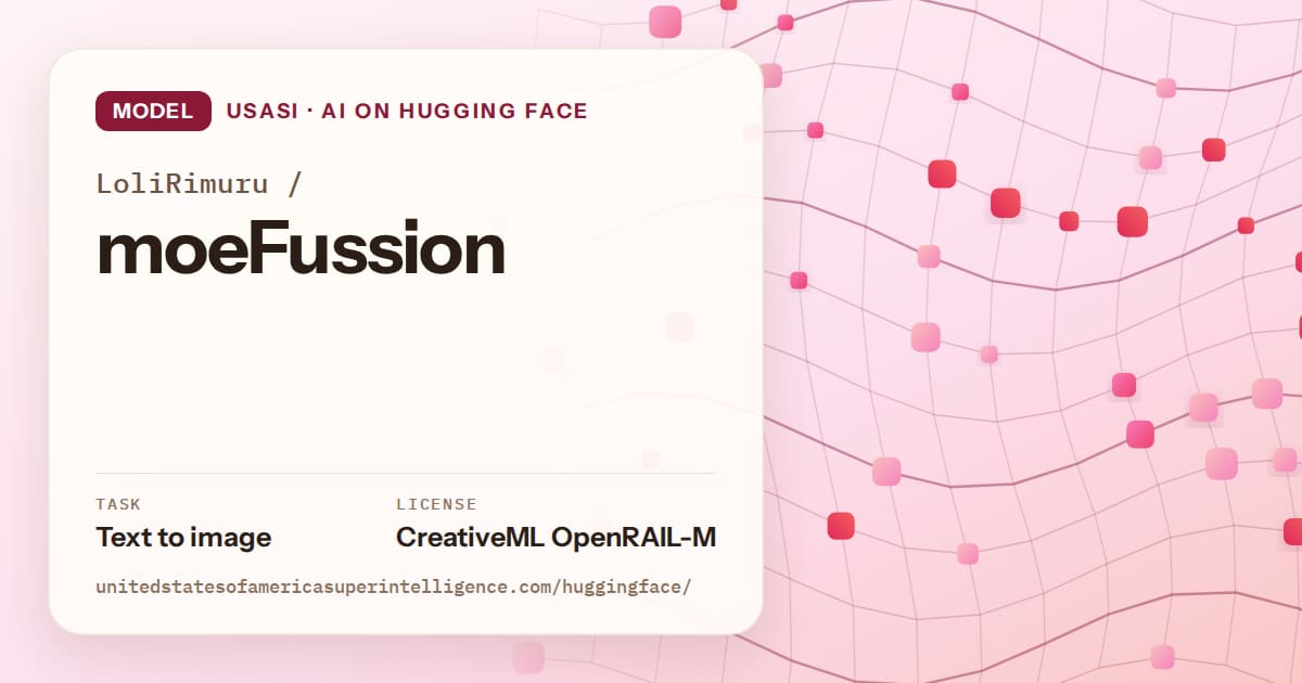 Generated rose wave-lattice artwork for the model LoliRimuru/moeFussion, labeled USASI · AI on Hugging Face, with Task: Text to image · License: CreativeML OpenRAIL-M.