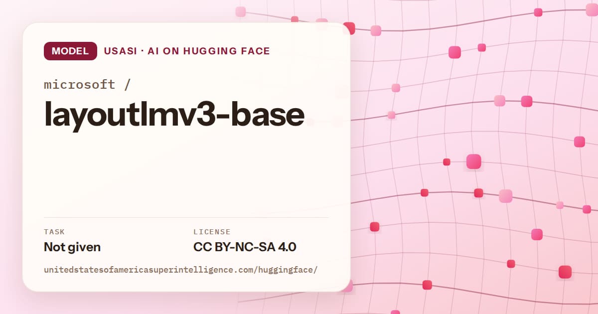 Generated rose wave-lattice artwork for the model microsoft/layoutlmv3-base, labeled USASI · AI on Hugging Face, with Task: Not given · License: CC BY-NC-SA 4.0.