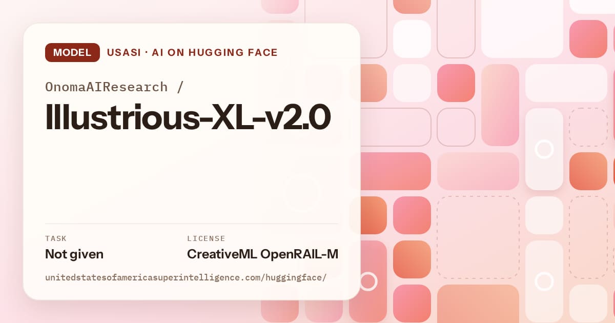 Generated coral tile-mosaic artwork for the model OnomaAIResearch/Illustrious-XL-v2.0, labeled USASI · AI on Hugging Face, with Task: Not given · License: CreativeML OpenRAIL-M.