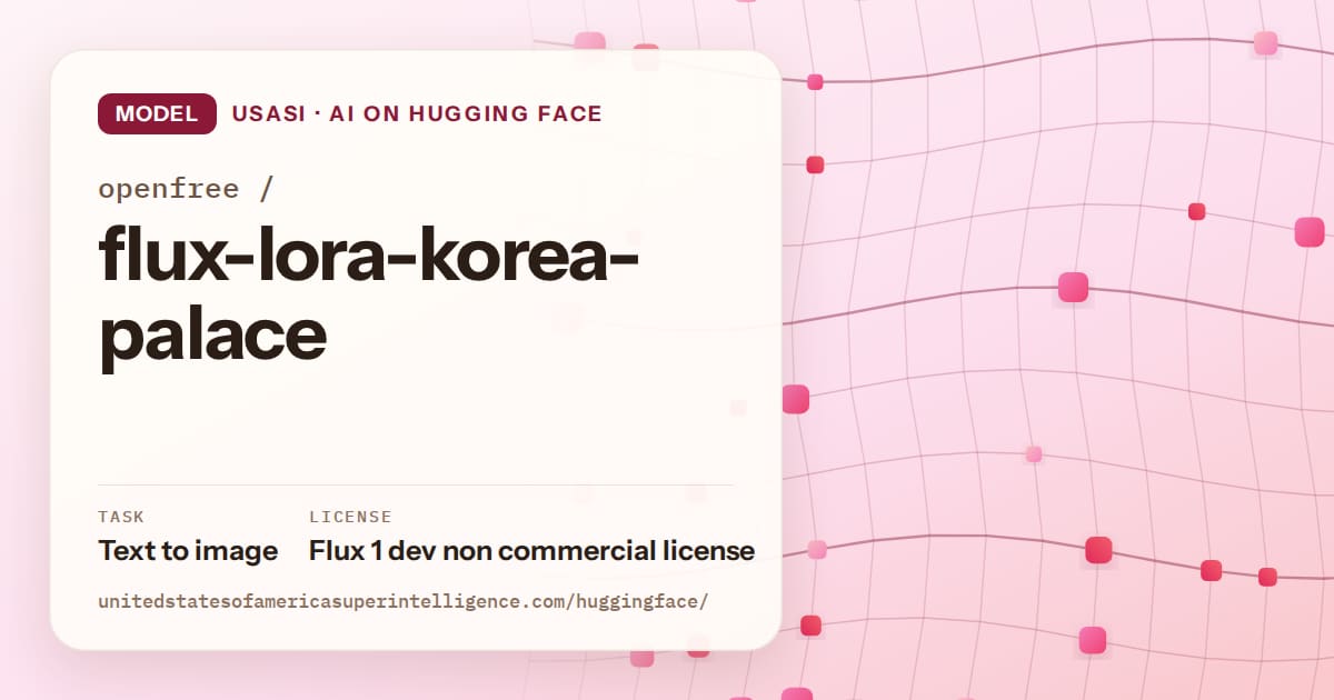 Generated rose wave-lattice artwork for the model openfree/flux-lora-korea-palace, labeled USASI · AI on Hugging Face, with Task: Text to image · License: Flux 1 dev non commercial license.
